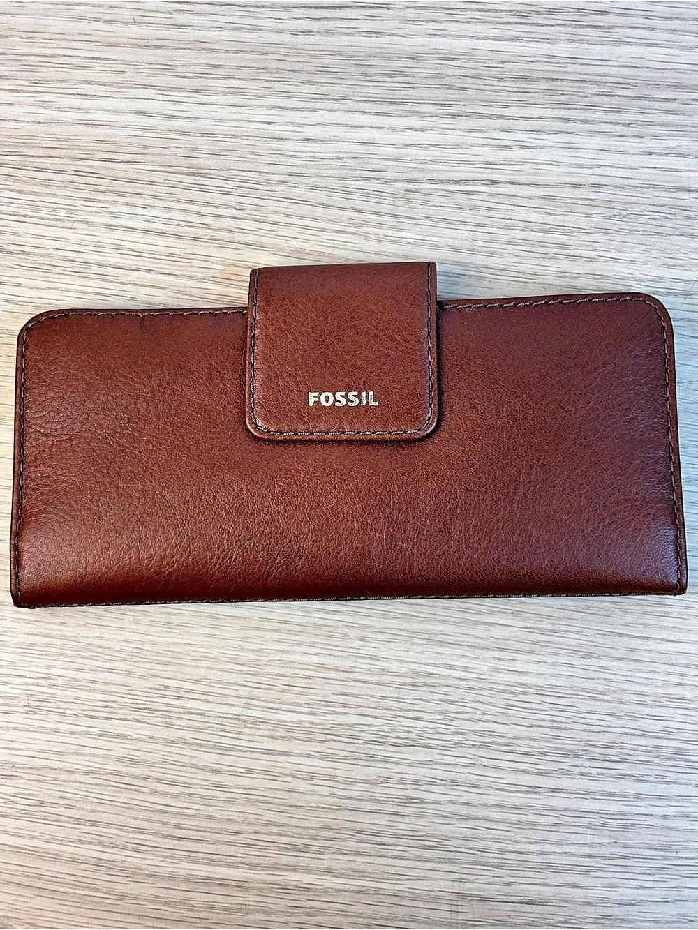 Fossil Madison Tab Clutch Wallet Brown Leather NWOT